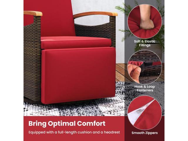 SlickBlue Patio Rattan 360° Swivel Recliner Chair with Adjustable Backrest and Footrest