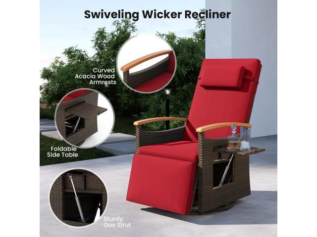 SlickBlue Patio Rattan 360° Swivel Recliner Chair with Adjustable Backrest and Footrest