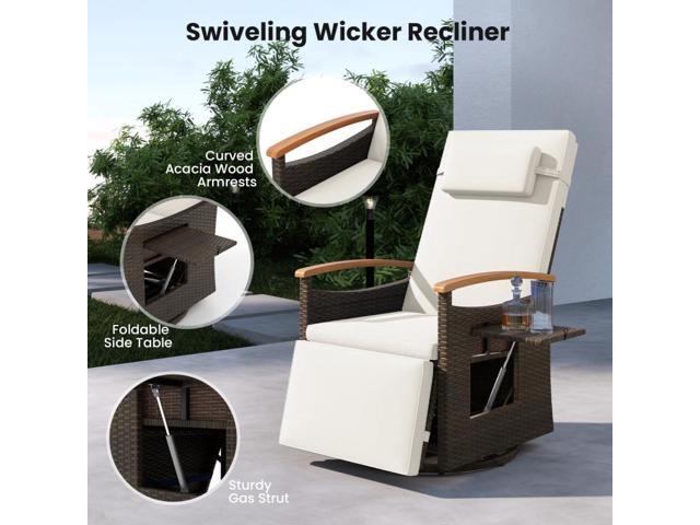 SlickBlue Patio Rattan 360° Swivel Recliner Chair with Adjustable Backrest and Footrest