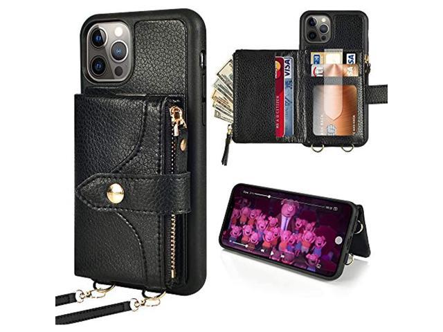 Wallet Case Designed For Iphone 12 Pro Max, Crossbody Case Wallet With Strap Pu Leather Zipper Purse Case Compatible With Iphone 12 Pro Max 6.7 Black (100410574969 Electronics Communications Telephony Mobile Phone Cases) photo
