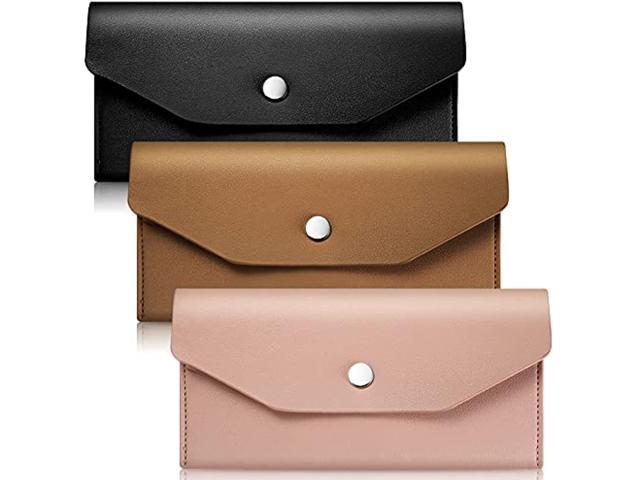3 Pieces Cash Envelopes Wallet Leather Envelope Wallet Waterproof Flat Wallet Metal Snap Wallet Reusable Envelopes Purse For Women Girls Wedding. (100413171509 Office Supplies) photo
