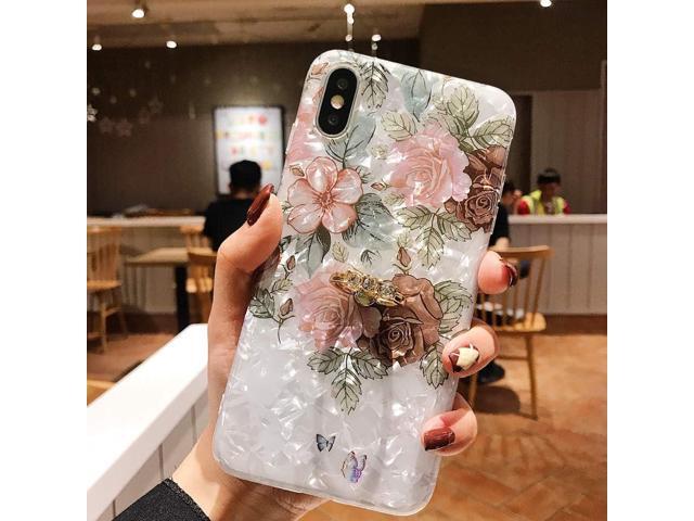 Qokey Compatible with iPhone XR Case,Flower Case Cute Fashion for Men Women Girls with 360 Degree Rotating Ring Kickstand Soft TPU Shockproof Cover...
