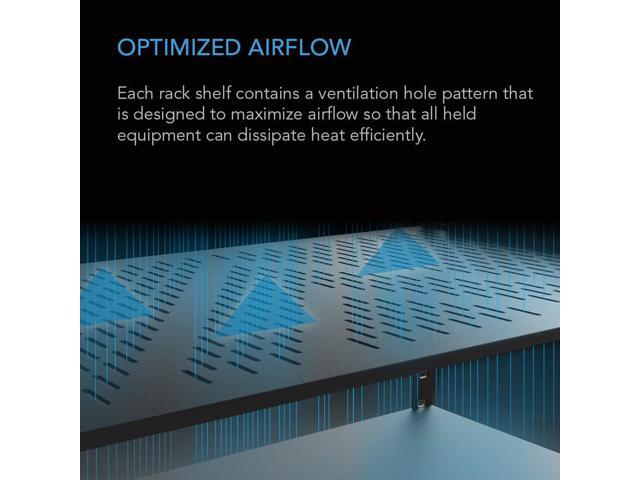 AC Infinity Vented Cantilever 1U Universal Rack Shelf, 6' Deep, for 19 Equipment Racks. Heavy-Duty 2.4mm Cold Rolled Steel, 40lbs Capacity