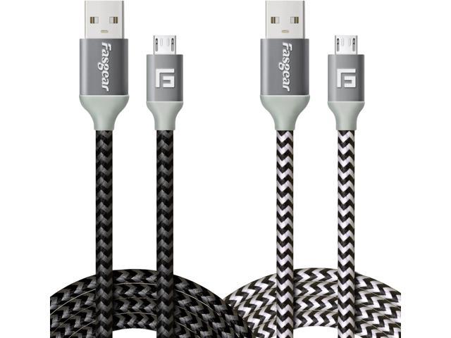 Micro USB Charger Cable, F 2 Pack 6ft/1.83m Long Nylon Braided Fast Charging Cord Compatible Samsung Galaxy S7 S6 Edge J7, HTC, Nexus, LG, Sony.