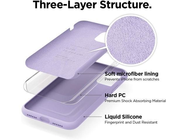 Compatible with iPhone 11 Case, Liquid Silicone Case, Full Body Protective Cover, Anti-Scratch Soft Microfiber Lining, 6.1 inch (Lavender)