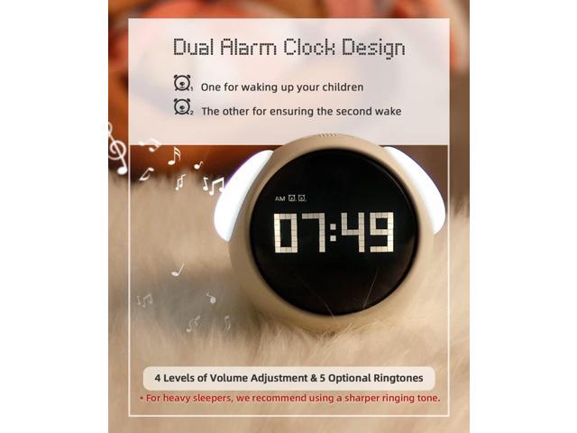 Kids Alarm Clock, Dual Alarm Setting, Adjustable Brightness Night Light, Voice-Activated,Temperature Detection, Wake-up Alarm Clock, Toy and Gift...