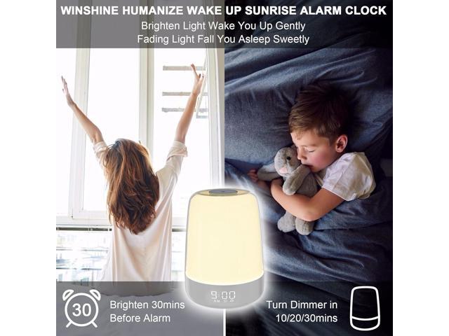 winshine Touch Wake Up Night Light with Sunrise Simulation Alarm Clock, 3 Ways Dimmable Warm White Bedside Lamp for Kid Bedrooms RGB Ambient Table...