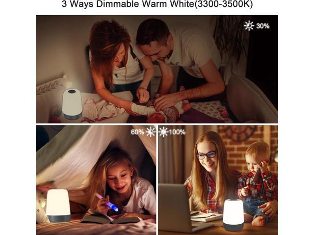 winshine Touch Wake Up Night Light with Sunrise Simulation Alarm Clock, 3 Ways Dimmable Warm White Bedside Lamp for Kid Bedrooms RGB Ambient Table...