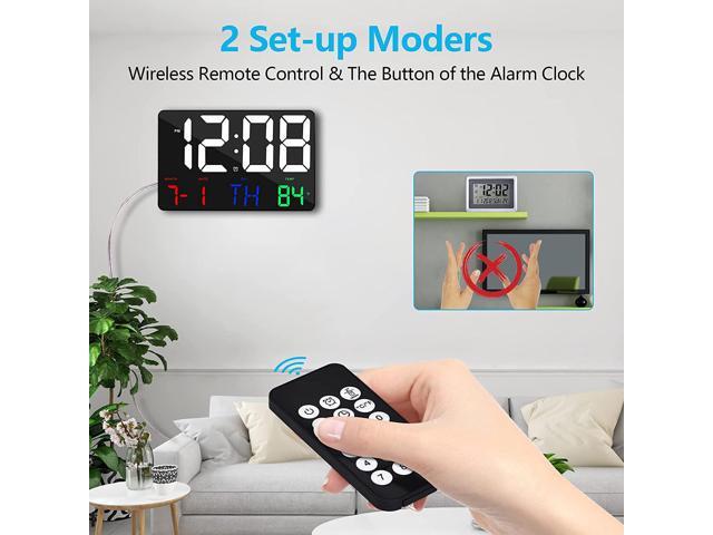 Amgico Digital Wall Clock,11.4' Digital Clock Large Display, Adjustable Brightness Wall Clock for Bedroom, Alarm Clock with Remote...