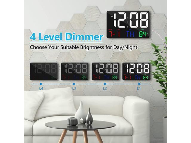 Amgico Digital Wall Clock,11.4' Digital Clock Large Display, Adjustable Brightness Wall Clock for Bedroom, Alarm Clock with Remote...