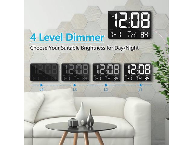 Amgico Digital Alarm Clock with Snooze, Temperature, Auto Dimming, 11.5' Large Display Calendar, Desk/Wall Clock for Bedroom, Living Room, Office,...