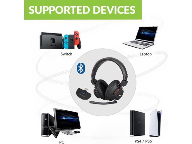 Avantree C519M - Bluetooth Headphones with Mic for PS5 & Switch, Wireless Headset with USB C Adapter for PC & Laptop, Low Latency, Support Two...