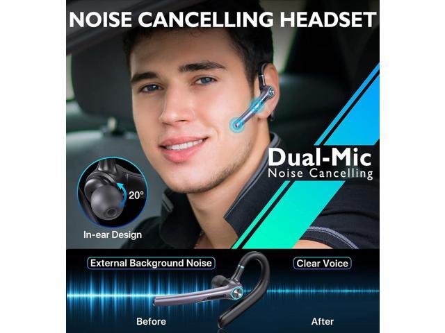 Bluetooth Headset Eumspo V5.1 Bluetooth Earpiece 50Hrs Playtime Built-in Dual Noise Canceling Mic Wireless Headset with Microphones with 400mAh LED...