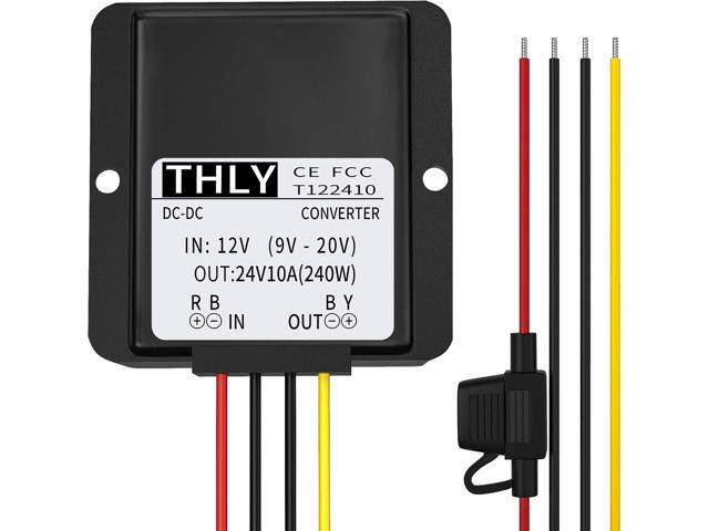 DC Converter 12 V to 24 V, Dc-DC Converter 12 V to 24 V 10 A 240 W with Fuse Waterproof Step Up Converter for Golf Cart LED Light Car Engine Truck...