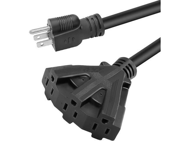 3FT 12/3 Outdoor Extension Cord, Heavy Duty 3-Outlet SJTW Indoor/Outdoor Three-Prong Power-Cord 12-Gauge Grounded 15-Amp 1875 Watts