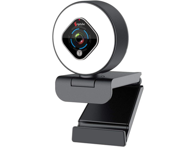 Angetube Streaming Webcam 1080P with Ring Light - HD Web Camera with Digital Zoom Autofocus for Computer PC Laptop Mac 962 USB Web Cam for Gaming...