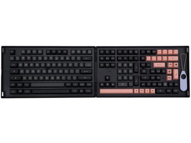 EPOMAKER AKKO Black & Pink 158 Keys ASA Profile Double-Shot PBT Full Keycaps Set, with Custom Storage Box for Mechanical Keyboard (Black Pink keycaps)