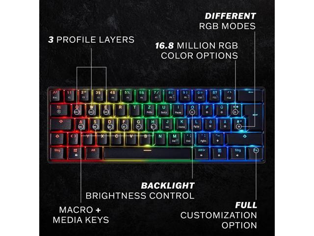HK Gaming GK61 Mechanical Gaming Keyboard 60 Percent 61 RGB Rainbow LED Backlit Programmable Keys USB Wired for Mac and Windows PC Hotswap...