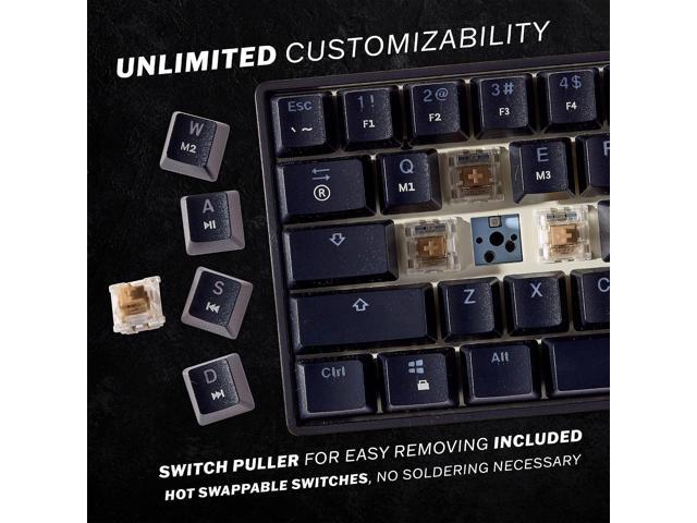 HK Gaming GK61 Mechanical Gaming Keyboard 60 Percent 61 RGB Rainbow LED Backlit Programmable Keys USB Wired for Mac and Windows PC Hotswap...