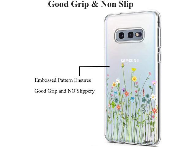 Unov Case Compatible with Galaxy S10e Case Clear with Design Soft TPU Shock Absorption Slim Embossed Pattern Protective Back Cover (Flower Bouquet)