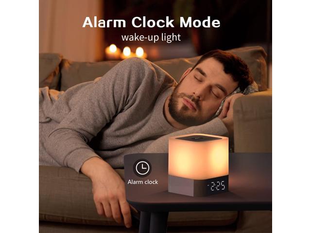 Aisuo Night Light-5 in 1 Bedside Lamp with Bluetooth Speaker, 12/24H Digital Calendar Alarm Clock, Touch Control, Support TF and SD Card, Music...