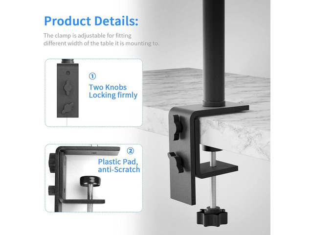 Desk Mount Stand Camera Desk Mount Stand Adjustable 14-24 inch Table Multi Mount Stand Padded Desk Clamp with Standard 1/4'' Screw Tip for DSLR...