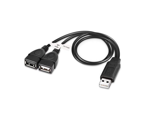 USB 2.0 Female to Male Splitter Cable, E USB A Male to Dual USB Female Jack Y Splitter Charging Cable(One Port for Data Transfer)