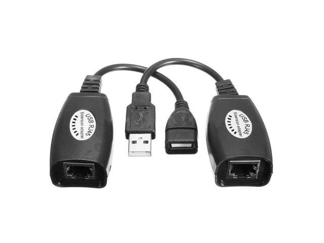 Up to 150Ft USB RJ45 Cat5 Cat6 Ethernet Extender Extension Repeater Adapter - a
