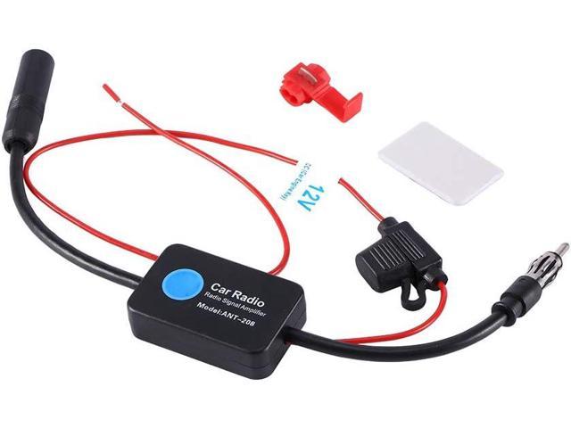 Car Radio FM AM Antenna Signal Amplifier Booster for Truck RV/Pickup/Motorcycle/Boat/Golf Cart Car Antenna 12V Signal Booster Enhance