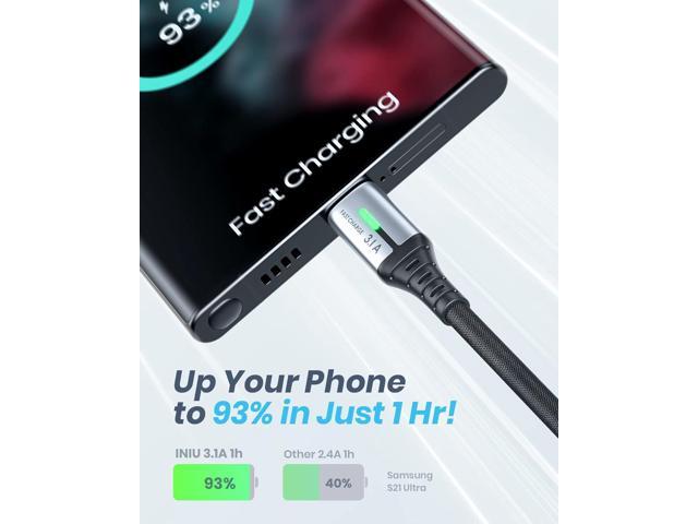 USB C Cable, INIU [5 Pack 3.1A] QC Fast Charging USB Type C Cable, Nylon(1.6+3.3+3.3+6.6+6.6ft) Phone Charger USB A to USB C Cable for Samsung...