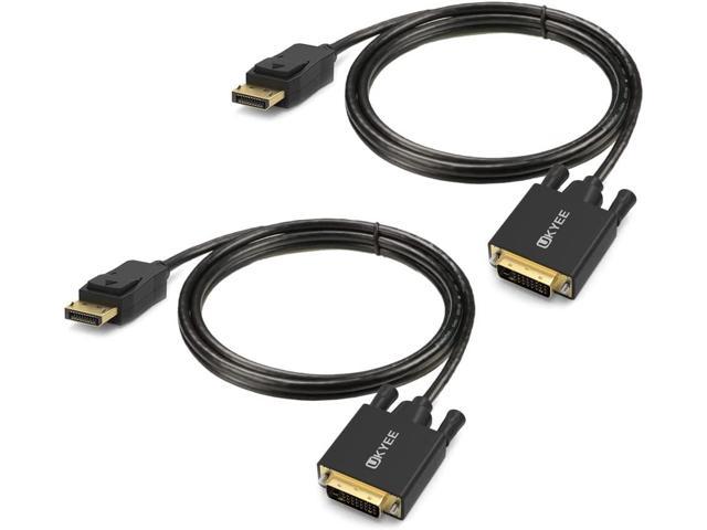Displayport to DVI Cable 6 Feet 2-Pack, U Display Port(DP) to DVI-d Male to Male Adapter Cable Compatible with PC, Laptop, HDTV, Projector.