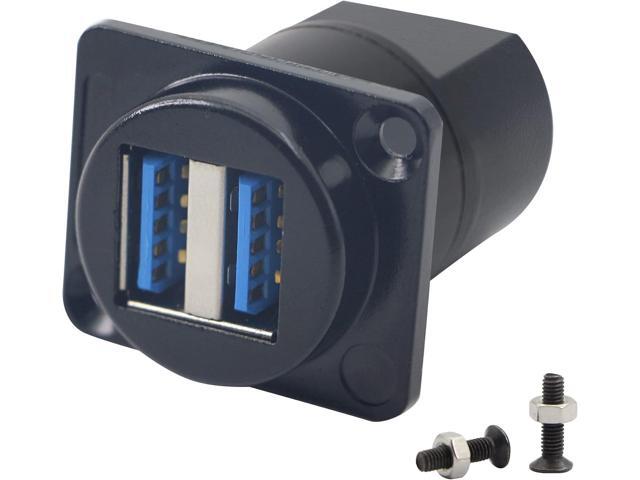 QIANRENON USB 3.0 Dual Panel Mount Solderless Connector, USB 3.0 Female to Female Coupler Socket, Pass Through Adapter for Audio, Video and...