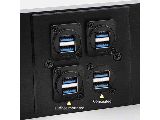 QIANRENON USB 3.0 Dual Panel Mount Solderless Connector, USB 3.0 Female to Female Coupler Socket, Pass Through Adapter for Audio, Video and...