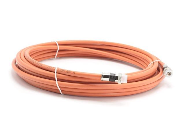 10 Feet Direct Burial Coaxial Cable- Proudly Made in The USA - RG6 Coax Cable Rubber Boot - Outdoor Connectors - (Orange) - Designed for Waterproof.