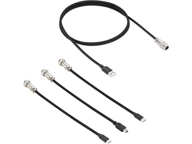 k Aviator Keyboard Cable Connector Set (4 Pieces) - Includes USB-A to Aviator Cable and Connectors for USB-C, Mini-USB, Micro-USB - Black/Black