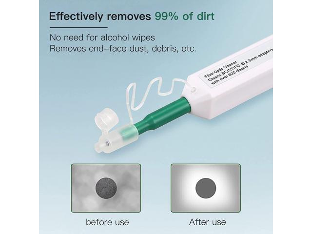 2 Packs Fiber Cleaner Fiber Optical Tools Cleaning Pen for 2.5mm SC/ST/FC Connector Optical Connector Cleaner Over 800 Cleans Fiber Endface Cleans...