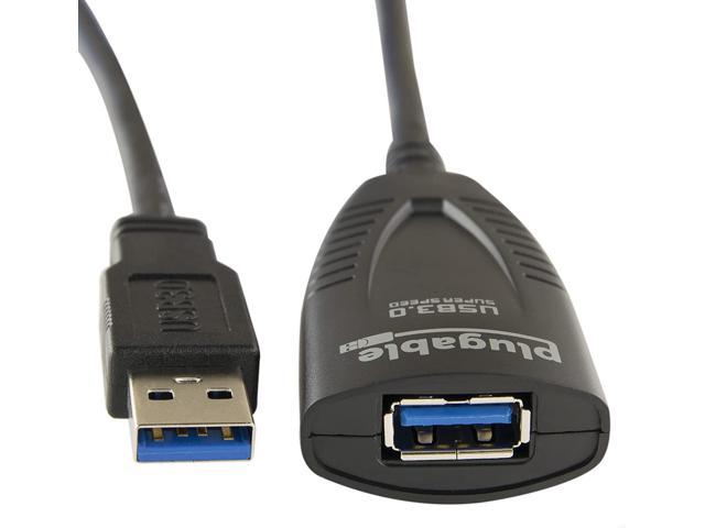 P 5 Meter (16 Foot) USB 3.0 Active Extension Cable with AC Power Adapter and Back-Voltage Protection