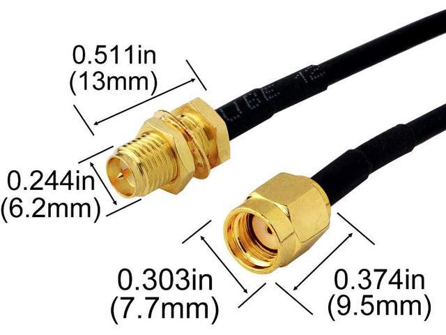 B RP-SMA Coaxial Cable 6.5ft RG174 Cable RP SMA Male to RP SMA Female Low Loss Antenna Cable RP SMA Extension Cable for WiFi Antenna 4G etc, RG174...