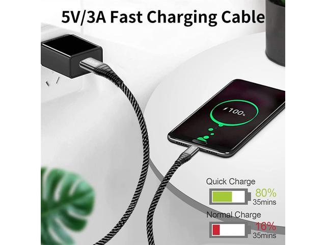 Micro USB Cable Android, USB to Micro2.0 Cable (2er-Pack, 3 m), Nylon Braided Fast Charging Cable, Compatible with Samsung, Kindle, Android Phones,...