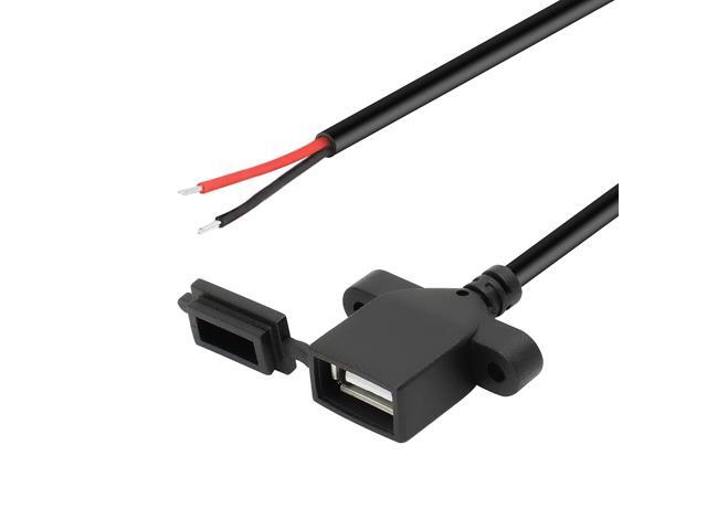 R USB Female 2pin Bare Wire,USB Power Cable with Dust Cap DIY Pigtail Cable,for and USB Equipment Installed or Replace Repair