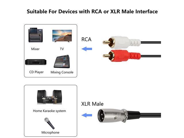 M XLR Male to 2 Phono RCA Plug Adapter Y Splitter Patch Cable, 1 XLR Male 3 Pin to Dual RCA Male Plug Stereo Audio Cable Connector(1.5M) (XLR Male...