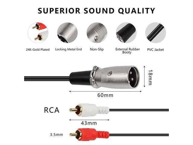 M XLR Male to 2 Phono RCA Plug Adapter Y Splitter Patch Cable, 1 XLR Male 3 Pin to Dual RCA Male Plug Stereo Audio Cable Connector(1.5M) (XLR Male...