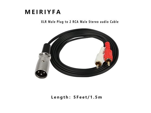 M XLR Male to 2 Phono RCA Plug Adapter Y Splitter Patch Cable, 1 XLR Male 3 Pin to Dual RCA Male Plug Stereo Audio Cable Connector(1.5M) (XLR Male...