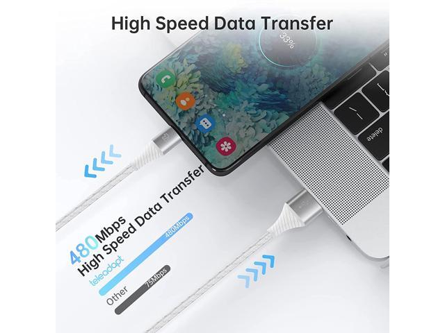 T USB Type C Cable, USB C Cable 6ft, Cotton Braided USB-C to USB-A Fast Charging Type C Cable for MacBook(Pro), Galaxy S9/S20/S10/S8 and Other USB...