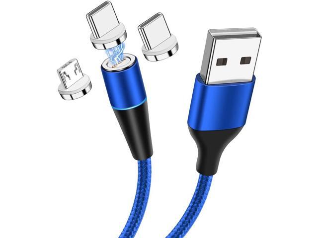 Magnetic Charging Cable (3.3ft+6.6ft,2 Pack) 3 in 1 Magnetic Fast Charger Cable 3.0A Quick Charge & Data Sync Nylon Braided Magnet Cable Compatible...