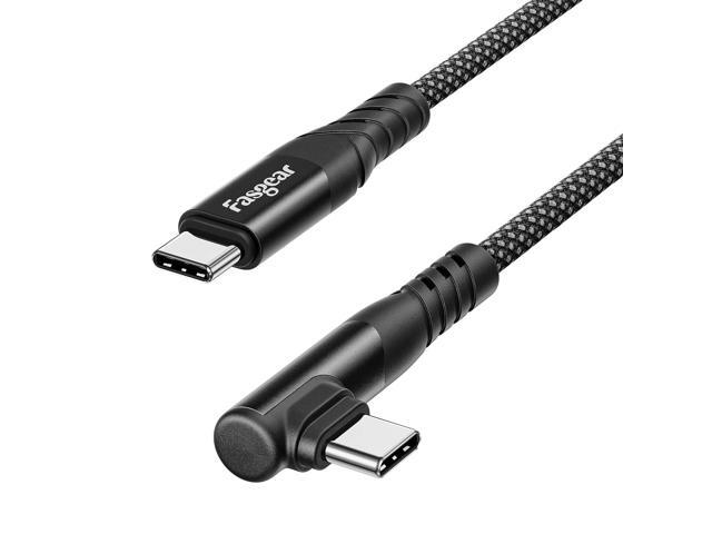 240W USB C to USB C Cable - F 1 Pack 10ft PD 3.1 USB 2.0 Type C 5A Fast Charging Charger Cable Right Angle Nylon Braided Compatible with Surface...