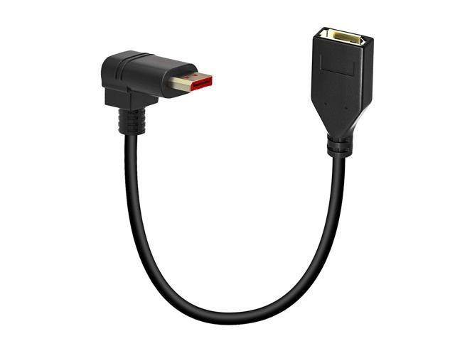Right Angle Displayport 1.2 Cable Male to Female 12 Inch, B 90 Degree DP Extension Cable M/F, 4K@60hz, 2K@144Hz, 1080P, DP Extender Audio and Video.