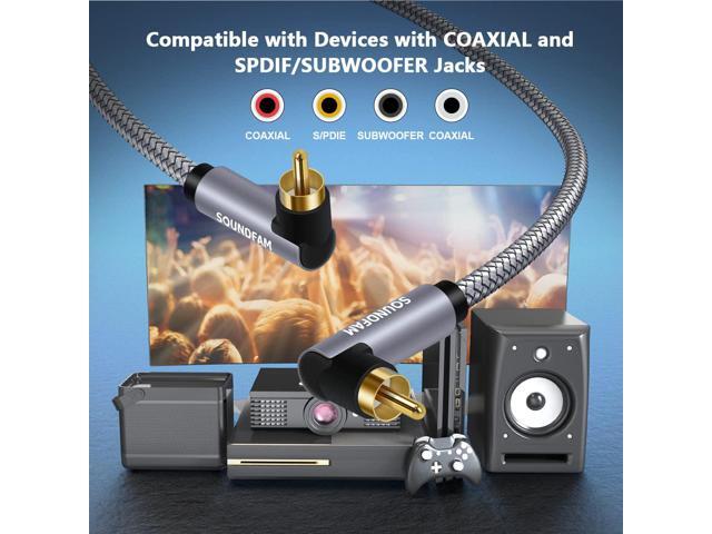 Subwoofer Cable S Double 90 Degree RCA to RCA Audio Cable [24K Gold-Plated,Hi-Fi Sound] Right Angle RCA Coaxial Cable for Home...