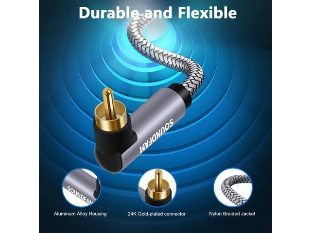 Subwoofer Cable S Double 90 Degree RCA to RCA Audio Cable [24K Gold-Plated,Hi-Fi Sound] Right Angle RCA Coaxial Cable for Home...