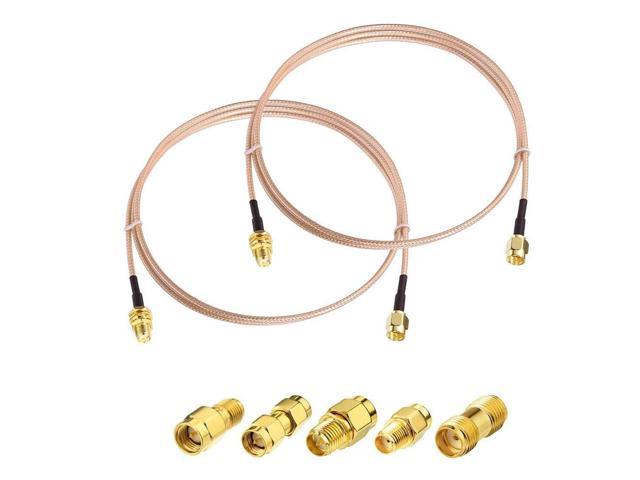 S SMA Male to SMA Female RF Coaxial Coax Cable 12inches + 5pcs RF Coax Adapter Kit, SMA Cable + SMA to SMA/RPSMA Adapter KIT for WiFi/Ham.